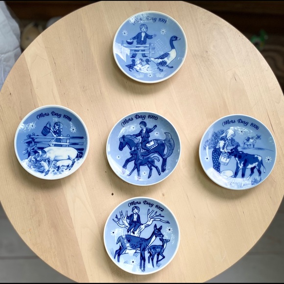 Mothers Day Plates. Porsgrund Norway. Vintage.set of 3 - Picture 1 of 6